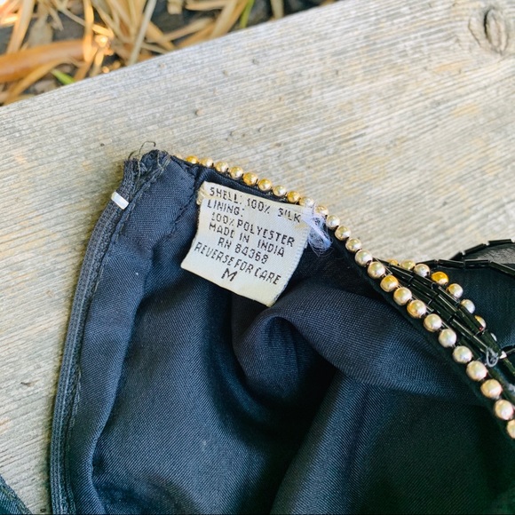 Vintage Denise Elle Black Silk Sequined Gown - Picture 8 of 8